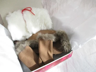 vintage retired American Girl doll Kaya's Winter suede cape hood boots mittens - Image 1 of 4