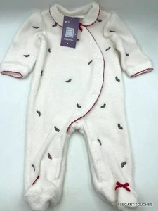 Little Me Baby Mädchen Weihnachten Einteiler 6 Monate Elfenbein Fleece Stechpalme 12-16 Pfund Kleinkind - Bild 1 von 9