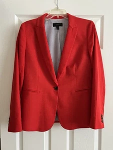 J. Crew Women’s Red Linen Blend Blazer Jacket Business Career Office Size 10 - Picture 1 of 13
