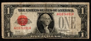 $1 1928 Legal Tender Fr. 1500 RED SEAL ACE Puerto Rico Cheap Very Fine - Picture 1 of 2
