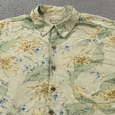 Camisa Hawaiana Boca Classics Para Hombre Grande 100% Seda Floral Madera Botones Lazo Foto 1 de 4
