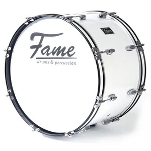 Marching Bass Drum 18x12 Tragegurt Beater Fußball Trommel Pauke 7kg weiß - Photo 1/6