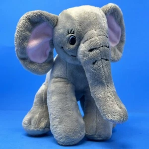Teddy Mountain Gray Elephant Pink Ears 8 in. Plush Stuffed Animal Toy with Pouch - Picture 1 of 24