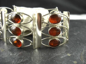 Bernstein Armband modern Fischland 835er Silber - Picture 1 of 4