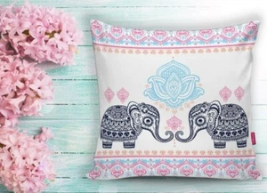 PRICE DROPPED -- 2 Piece 18"x18" Decorative Pillow Case- Elephant Namaste Theme - Picture 1 of 1