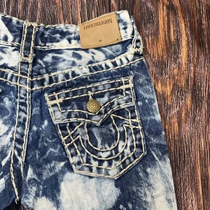 True Religion Jorts Acid Wash Super T Shorts Size 6 Boys Designer Raw Hem Denim - Picture 1 of 8