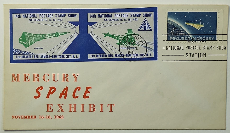1962 Mercury Space Exhibit SC #1193 Cinderella 14th National Postage Stamp Show - Image 1 of 2