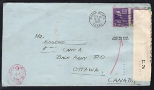 USA WW2 Military 1941 CAMP BOWIE Censored Cover to Internment Camp A Farnham Que - Picture 1 of 2