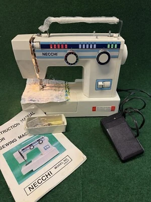 NECCHI SEWING MACHINE MODEL 3537 W/ FOOT PEDAL MACHINE LOOKS & WORKS GREAT - Image 1 of 4