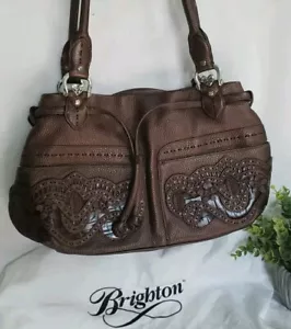 Brighton Lolita Handtasche Schultertasche braun bronze Pebbled LEDER Staubbeutel LESEN - Bild 1 von 21