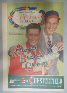 Chesterfield Cigarette Ad: Ted Williams ABC Chesterfields ! Tabloid Page 1947