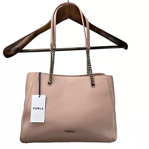 Bolso de Mano de Cuero Furla Aura Piedra Lunar Doble Superior Asajero 0400015220369 Nuevo con Etiquetas - Imagen 1 de 22