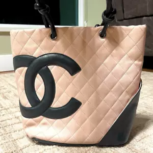 CHANEL Pink/Black Quilted Cambon Ligne Medium Tote Bag - Picture 1 of 8