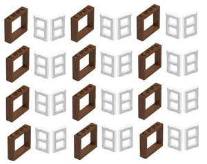 ☀️LEGO NUOVO 12x Marrone Rossastro 1x4x3 FINESTRE Pannello Bianco Pannello PANNELLO CITTÀ CITY HOUSE - Foto 1 di 3