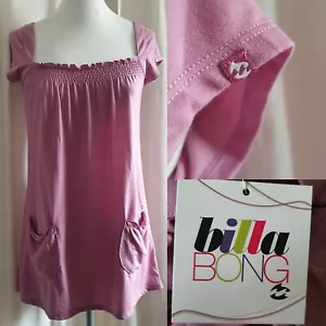 Size uk 8 Billabong Pink Pocketed Cap Sleeved Tunic Top New with Tags (AV6-11) - Picture 1 of 12