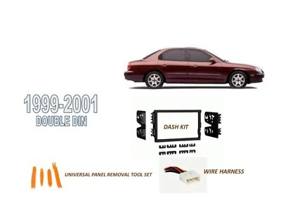 Fits 1999-2001 HYUNDAI SONATA CAR STEREO DOUBLE DIN INSTALL KIT, WIRE HARNESS - Image 1 of 2