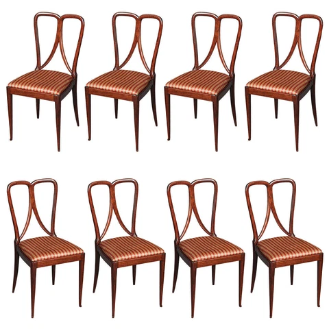 Set of Eight Rare Dining Chairs by Guglielmo Ulrich, Italy, 1940's Cover