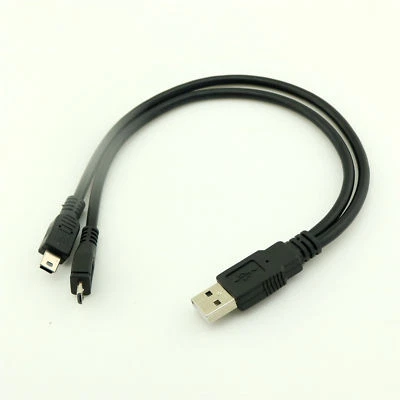 1x USB A Stecker auf Mini & Micro USB 5 Pin Adapter Dual Stecker Splitter Ladekabel - Bild 1 von 4