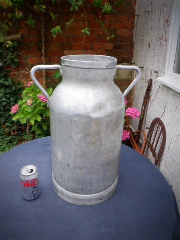 Milk Churn Vintage French Aluminium HUGONNET DIJON  19.5 Inches / 49.5 cm Tall Cover