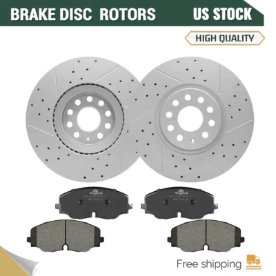 Rotores de freno delanteros perforados pastillas de cerámica para Volkswagen Atlas Cross 2018-2024 Foto 1 de 4
