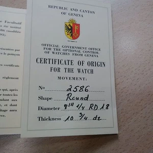 CERTIFICATE ORIGIN ROGER DUBUIS - Picture 1 of 2