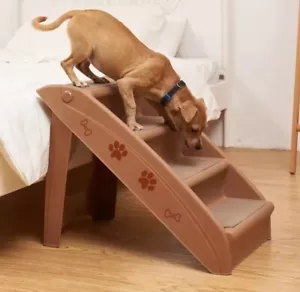 Hund Haustier Faltbare Treppe Kunststoff Rampe Zugang Stufe Leicht Katze Robust Braun - Bild 1 von 4