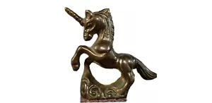 Handgefertigte echte massive Messing mythische Einhorn 5 Unzen Briefbeschwerer Figur Vintage - Bild 1 von 8