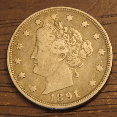 1891 Liberty Nickel Choice VF ................Lot 7485 Cover