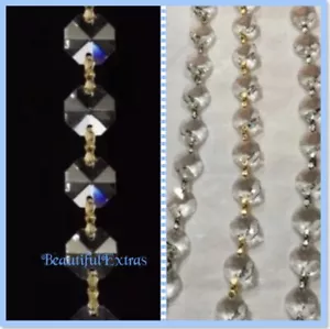 3 - REAL CRYSTAL CHAIN STRANDS -14 in. each / BRILLIANT CRYSTAL GLASS - Wedding - Picture 1 of 7