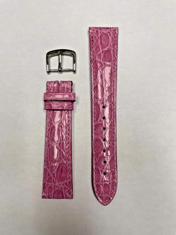 Correa de reloj cocodrilo genuino rosa 19 mm - EE. UU. Foto 1 de 3