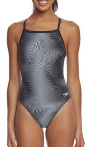 Women's New XXS 24 Black & White Speedo Hydro Amp Flyback One Piece Swimsuit - Picture 1 of 9