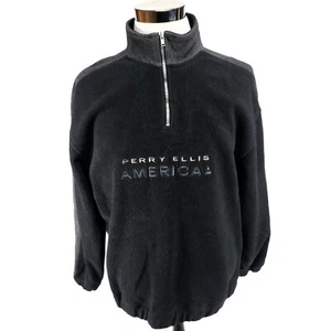 Vintage Perry Ellis America Fleece Sweater 1/2 Zip Pullover Embroidered Logo L - Picture 1 of 6
