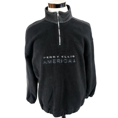 Vintage Perry Ellis America Fleece Sweater 1/2 Zip Pullover Embroidered Logo L - Image 1 of 4