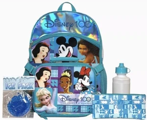 DISNEY PRINCESS 100 YRS BACKPACK/LUNCHBOX /PENCILCASE/WATER BOTTLE IRIDESCENT!! - Picture 1 of 7