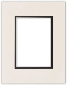 8x10 Bilderrahmen Doppelmatte für 5x7 Fotos cremefarben mit schwarz - Bild 1 von 1