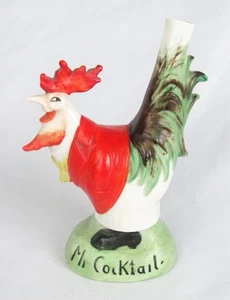 Schafer Vater Germany Porcelain Mr. Cocktail Rooster Flask Nip Bottle - Picture 1 of 7