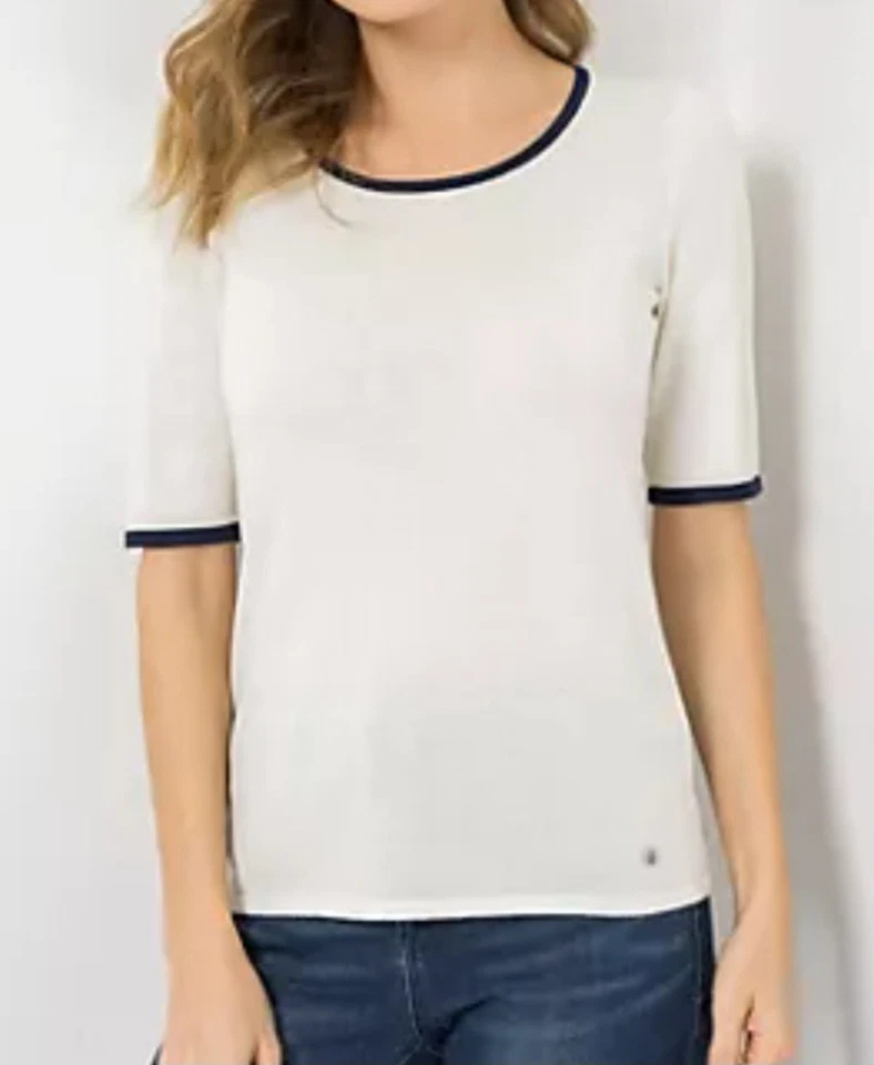 STRANDFEIN Pullover, 1/2-Arm Rundhalsausschnitt Kontrastkanten figurumspielend40 - Bild 1 von 1