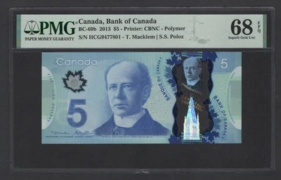 Canada 5 Dollars 2013 BC-69b Uncirculated Grade 68 - Image 1 of 2