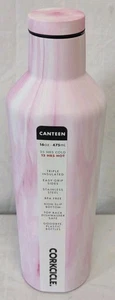Corkcicle Triple Insulated 16 Oz Bottle Canteen Pink Marble Hot Cold Easy Grip - Picture 1 of 7