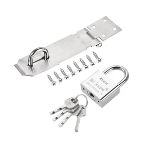 5 Pollici Inox Acciaio Pesante Porta Fermaglio Blocco Chiave Chiusura,Argento - Foto 1 di 6
