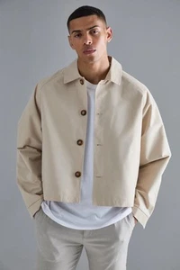 Boxy Oversized  Cropped Trench Coat, Size: Medium, Unisex - Picture 1 of 9