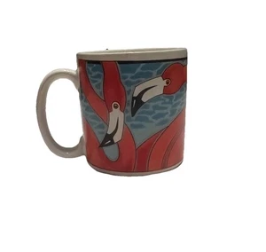 Vintage 1990 Vandor Flamingo Mug Pelzman Designs Retro Tropical Ceramic Mug - Picture 1 of 7