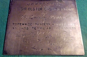 Solid Silver Plaque 1911 Knights Templar Kansas Life Membership Sir Gaston Brown - Picture 1 of 4