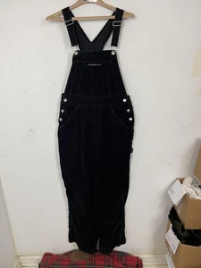 Old Navy Corduroy Overalls Women Medium Black Carpenter Utility Workwear 90s Y2K - Picture 1 of 10
