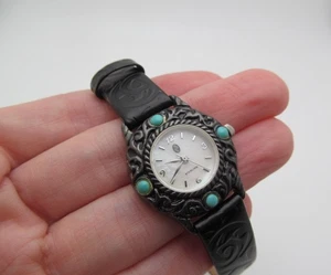Reloj Carolyn Pollack Plata de Ley 925 Cuero Turquesa Suroeste Relios - Imagen 1 de 13