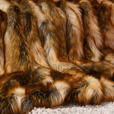 Luxury Faux Fur Throw Blanket w/ Reversible Design Couch Bed 84"x58" - Image 1 of 4