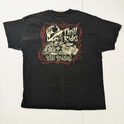 Camiseta a rayas vintage Moon Eyes Thrill Rides Hot Rods & Kustoms 2XL Foto 1 de 4