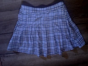 Hollister Flanellrock klein blau kariert Plissee Mini hohe Taille Schulmädchen Y2K - Bild 1 von 4