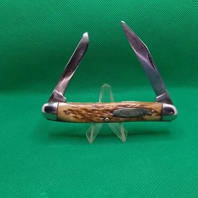 Винтажный карманный нож Robeson «Shuredge» с 2 лезвиями «Muskrat» 623595 с костяными ручками - Изображение 1 из 4