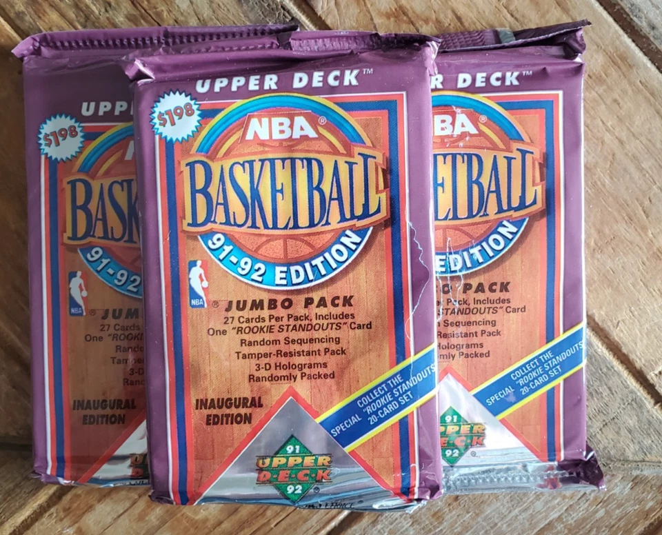 Lote de paquete sellado (3) de baloncesto Jumbo serie 2 Upper Deck 1991-92 *Bubble Mailer Foto 1 de 1